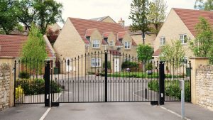 swing gates into a residential area